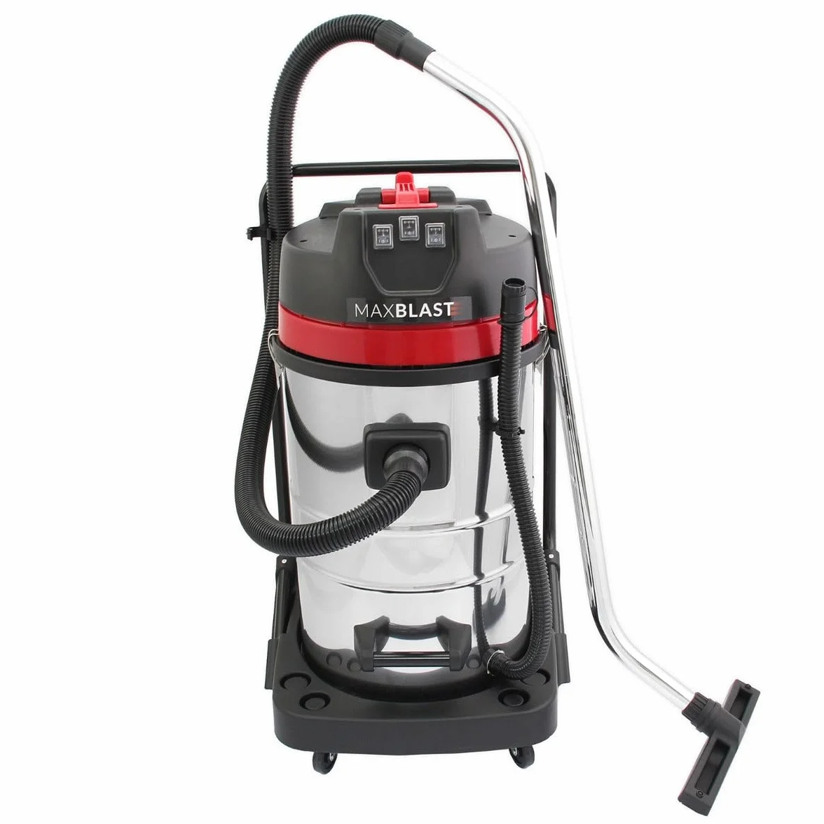 Odkurzacz na mokro i na sucho 80 l + zestaw słupków do czyszczenia rynny dachowej 1,2 – 7,2 m, silnik 3000 W, funkcja mokrej i suchej | wymienne dysze | kabel 9 m | łatwy manewr i koła